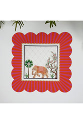 Decorative Edge Elegant Elephant Patterned Laser Cut Fabric Cocktail Napkin 1 Piece